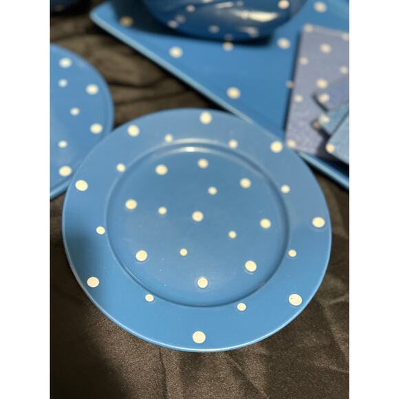 Temptations by Tara Stoneware Serving Set - Blue Polka Dots - 11 Pieces - Picture 6 of 14